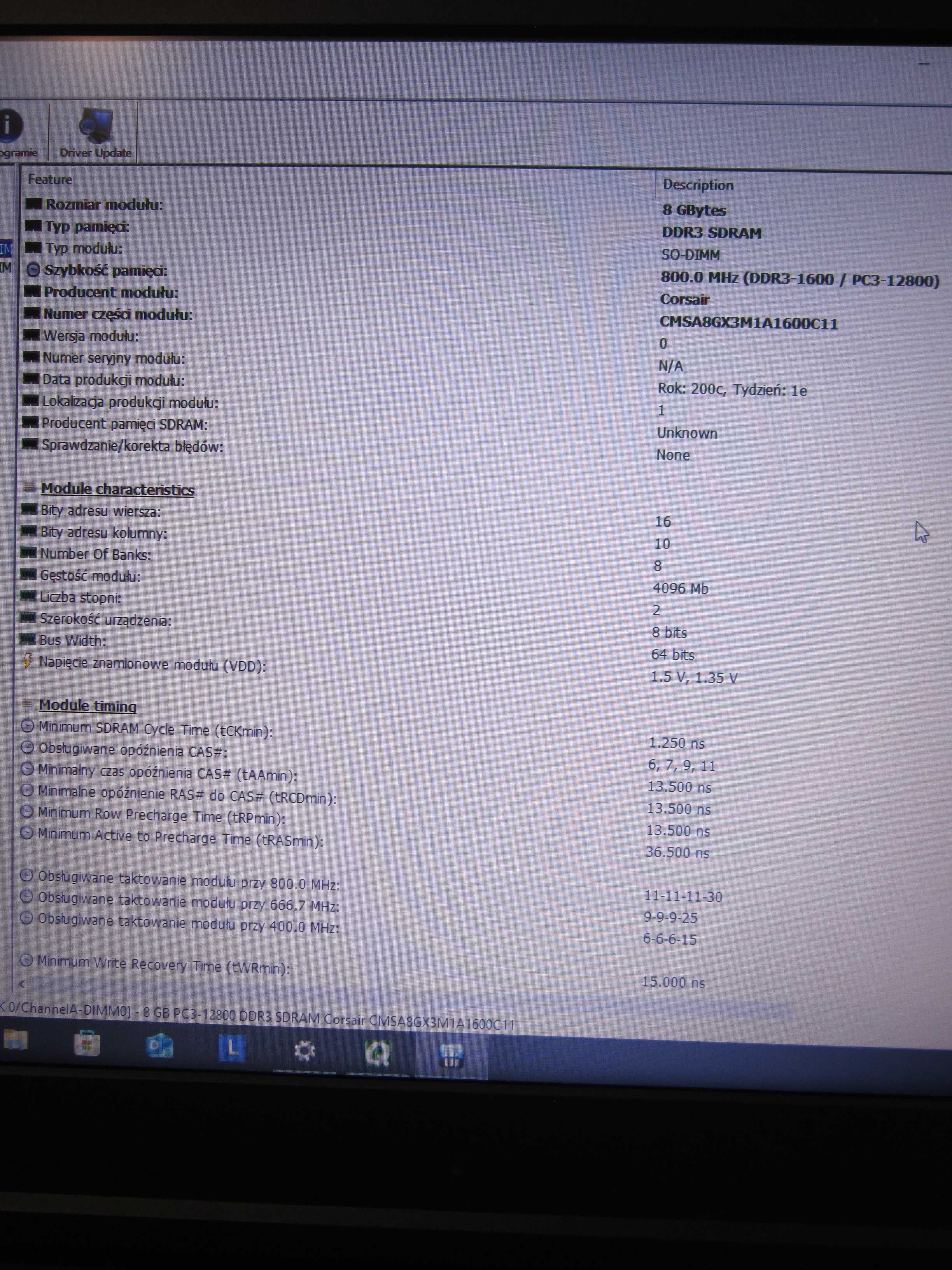 16 GB 2x8 GB CORSAIR Mac Memory DDR3 pamięć ram laptop CMSA8GX3M1A1600