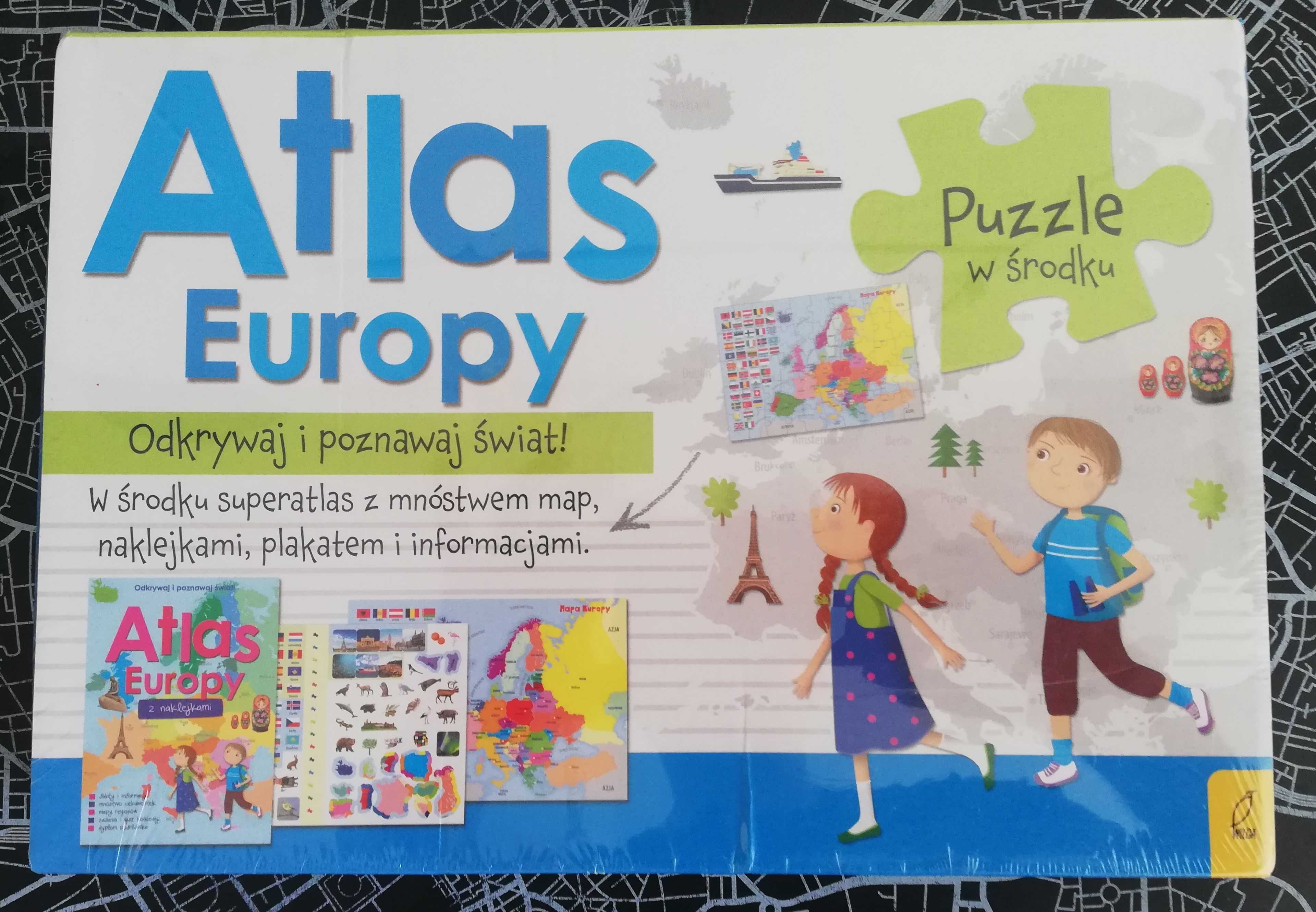 Atlas Europy, Puzzle, naklejki