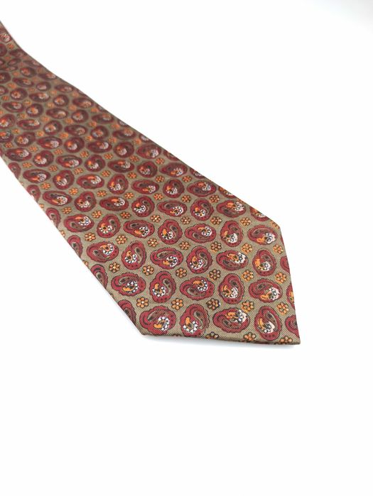 Zielony jedwabny jedwabny krawat paisley wksm09