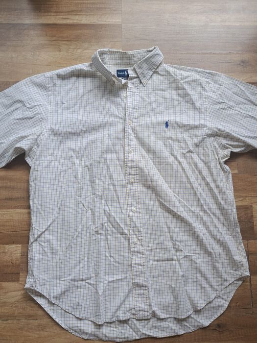 Ralph Lauren koszula długi rękaw kratka niebiesko biała XXL Bawełniana