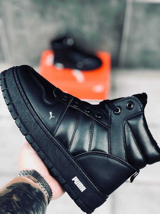 Женские зимние ботинки пума черные на меху кроссовки пума зима