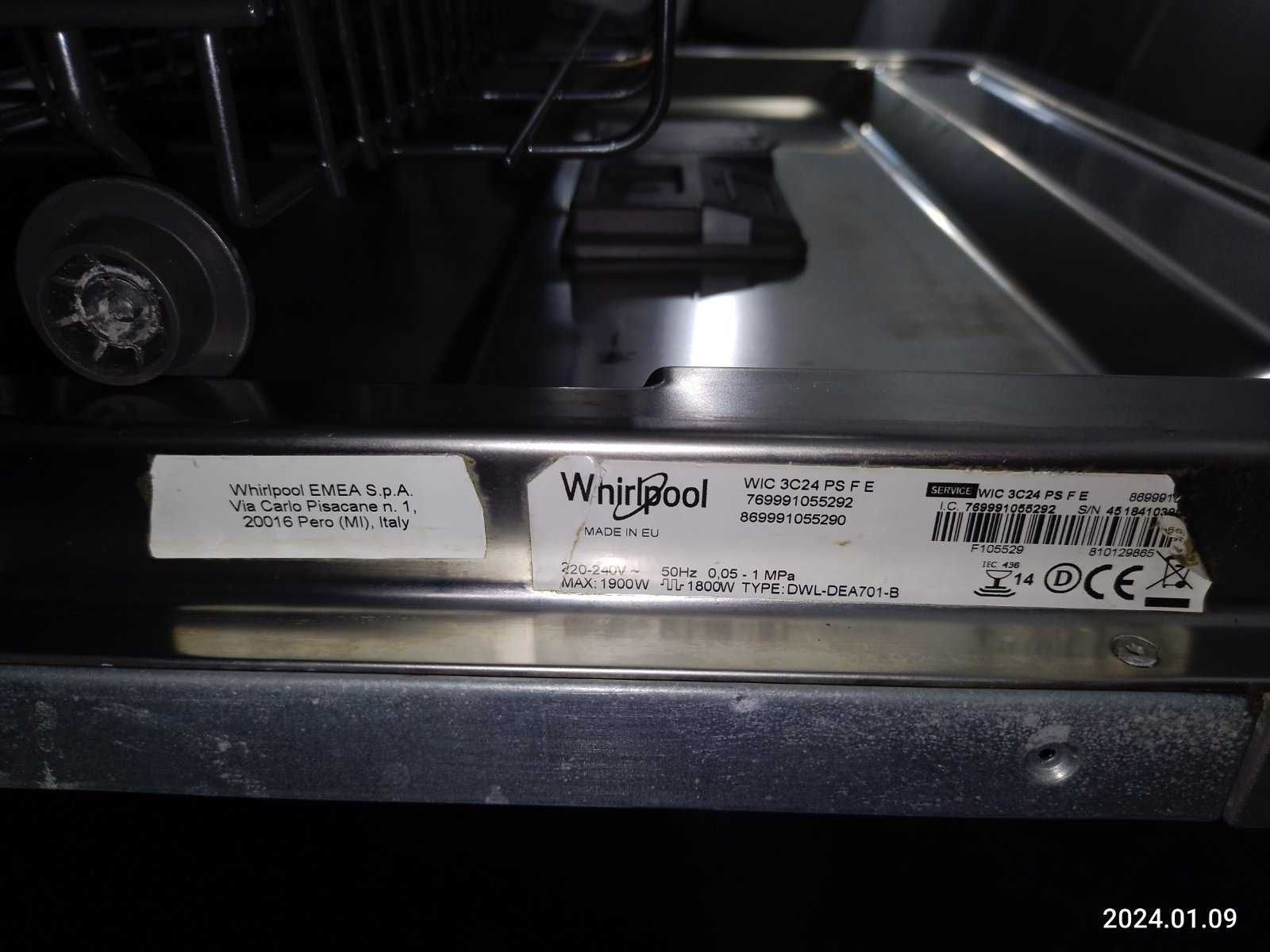 Посудомоечная машина Whirlpool WIC 3C24 PS F E, встраиваемая, 14 компл