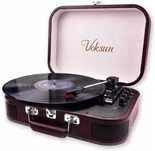 Gramofon Voksun S300 brązowy walizka Bluetooth AUX USB SD