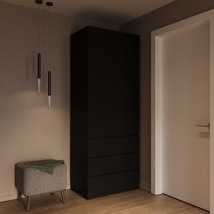 Шафа з 3 шухлядами та штангою для одягу — спальня 80х50х210см