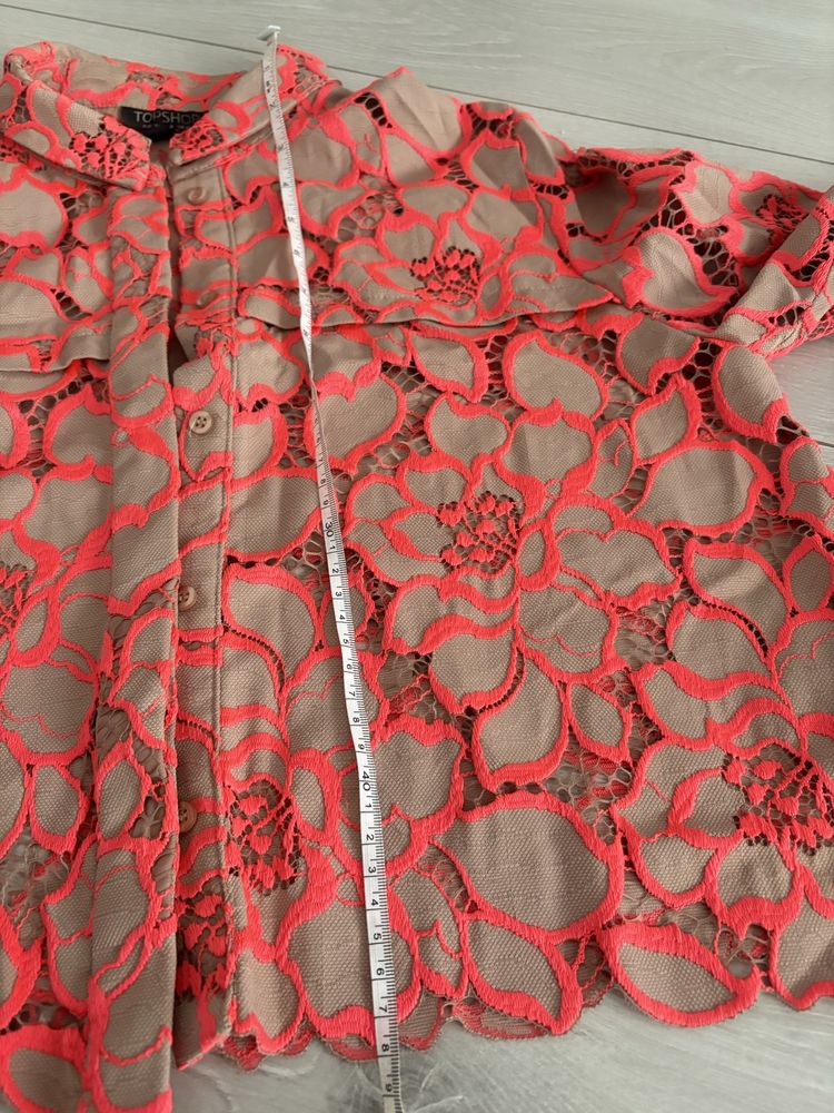 Koszula narzutka krótka neonowy wzór r 40 Topshop