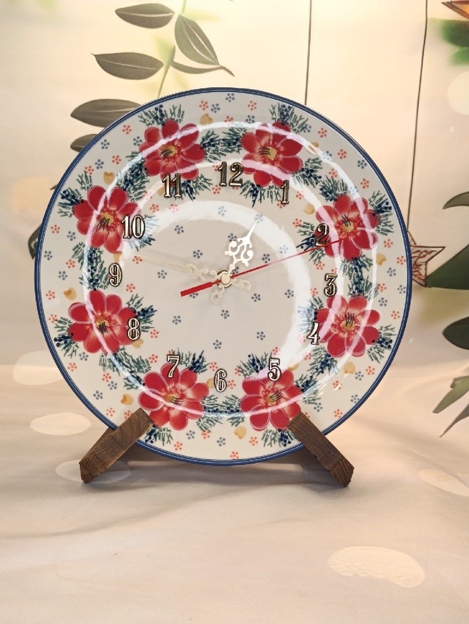 *Zegar wiszący ceramiczny ścienny 25 cm cichy  Bolesławiec unikat