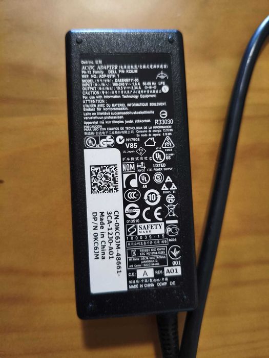 Carregador Portátil Dell / com cabo alimentação