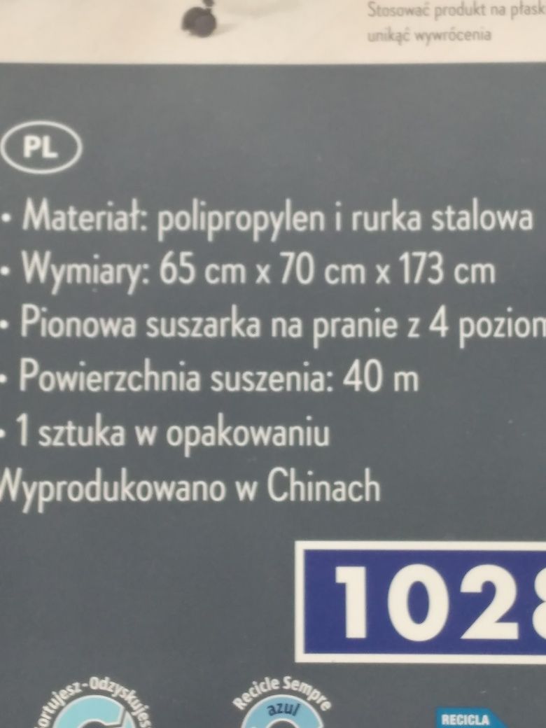 Sprzedam suszarkę pionową na kółkach. Nowa