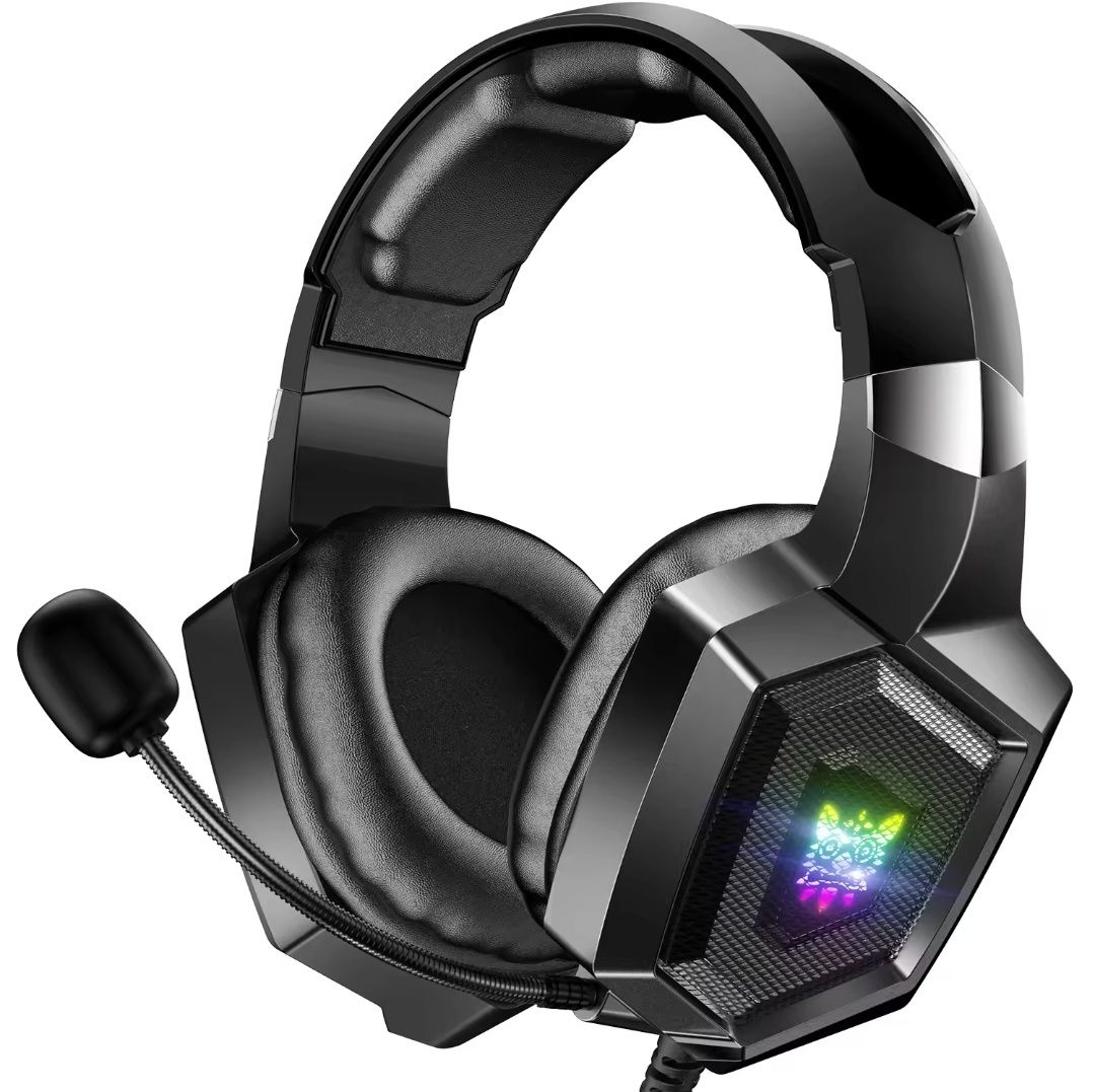 ONIKUMA K8 Fones gamer com microfone HD flexível RGB Light Surround