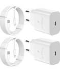 Ładowarka 2x do USB-C 20W, MFi, Do iPhone 15, 14, 13 + 2x Kabel Lightn