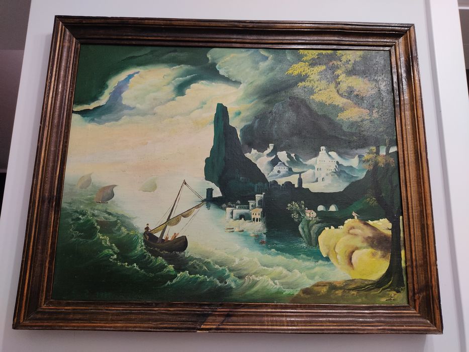 P.Szypulewski"Tajemniczy port"-niesamowity obraz olejny na płótnie!