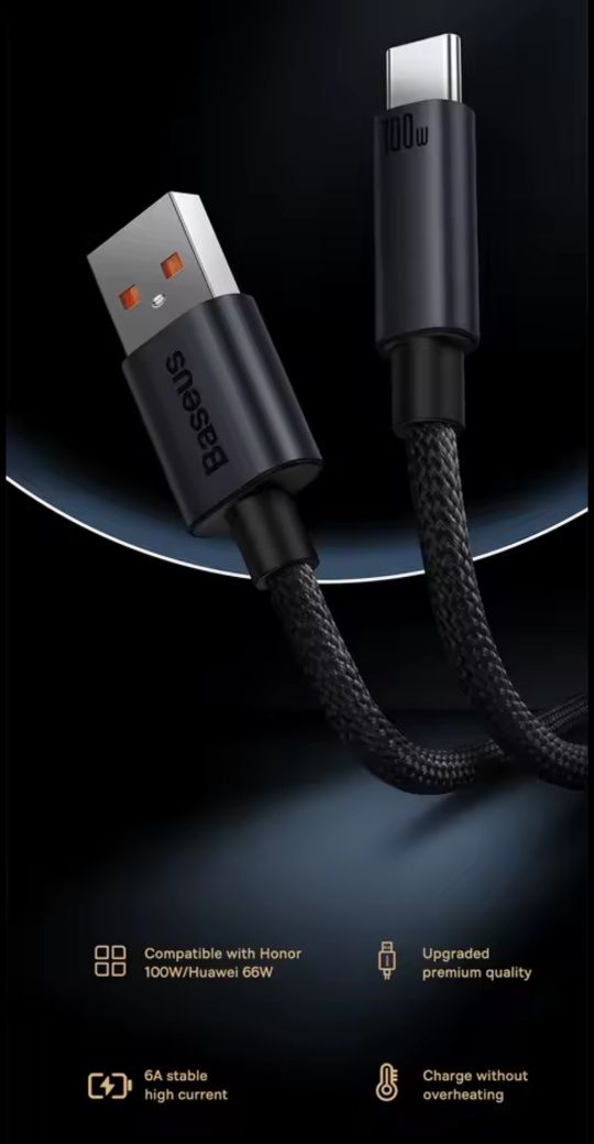 Baseus USB C 100W szybkie ładowanie Inteligentny kabel czarny