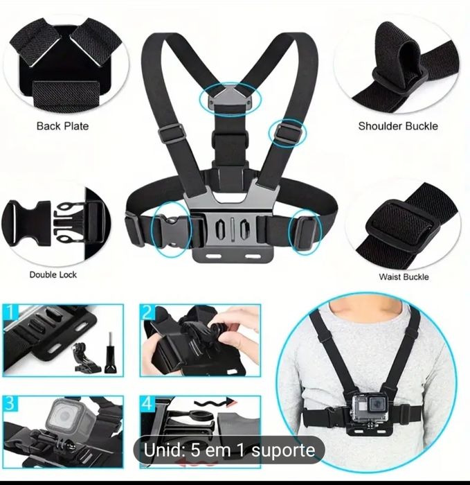 Suporte de peito para telemóvel ou câmara Novo