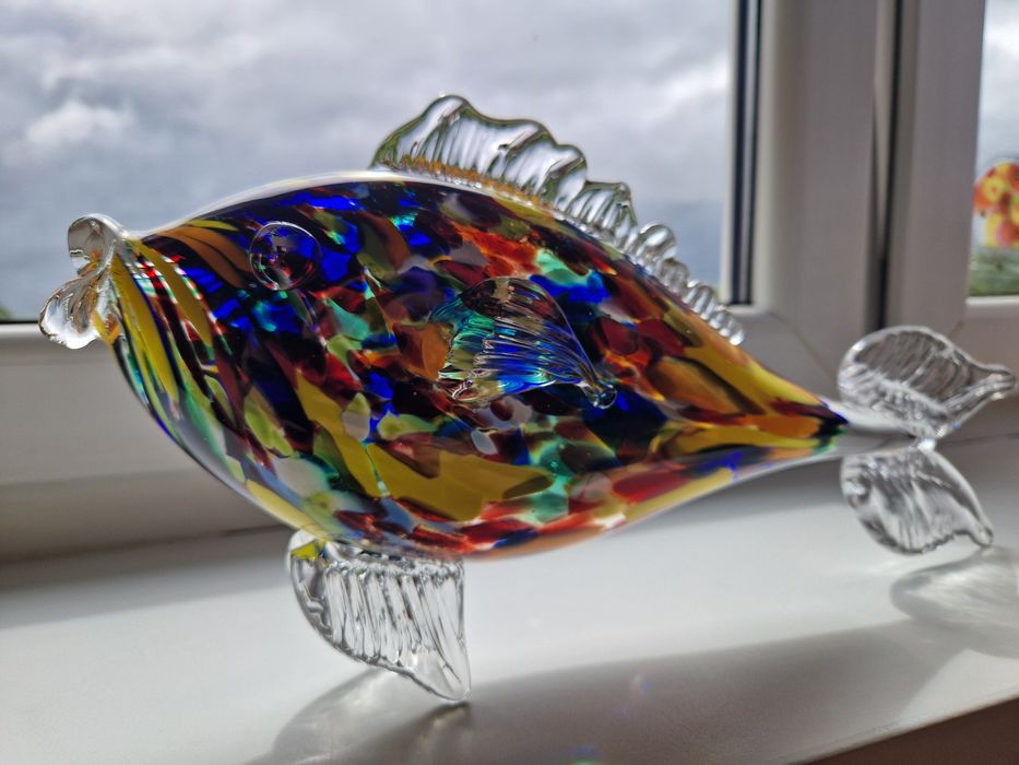 Ryba szkło vintage prl murano kolorowa duża