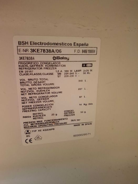 Frigorífico Balay de 227 litros