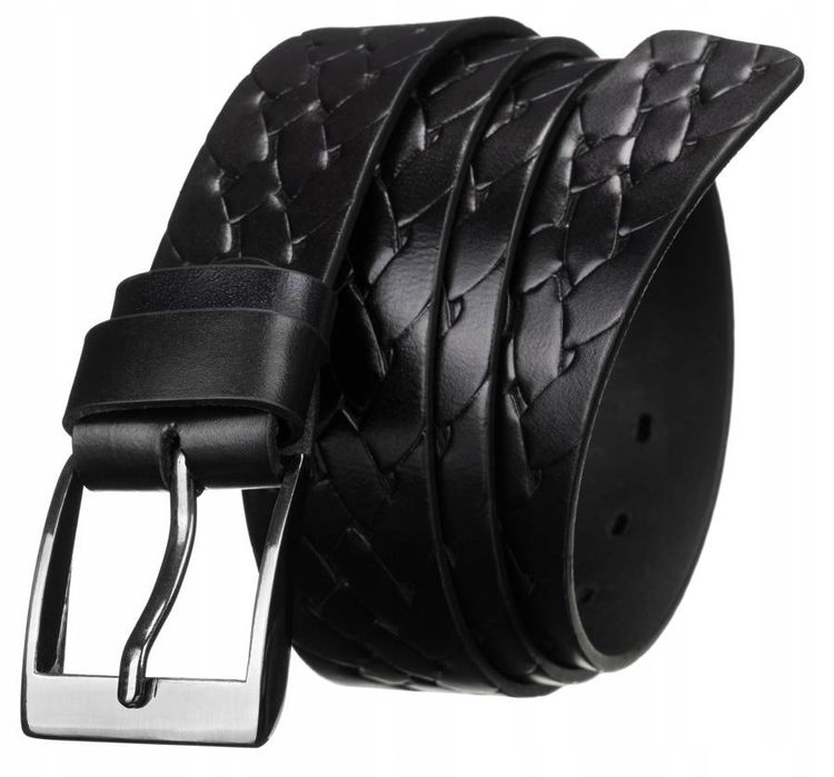 klasyczny, skórzany pasek męski z metalową klamrą - peterson 105