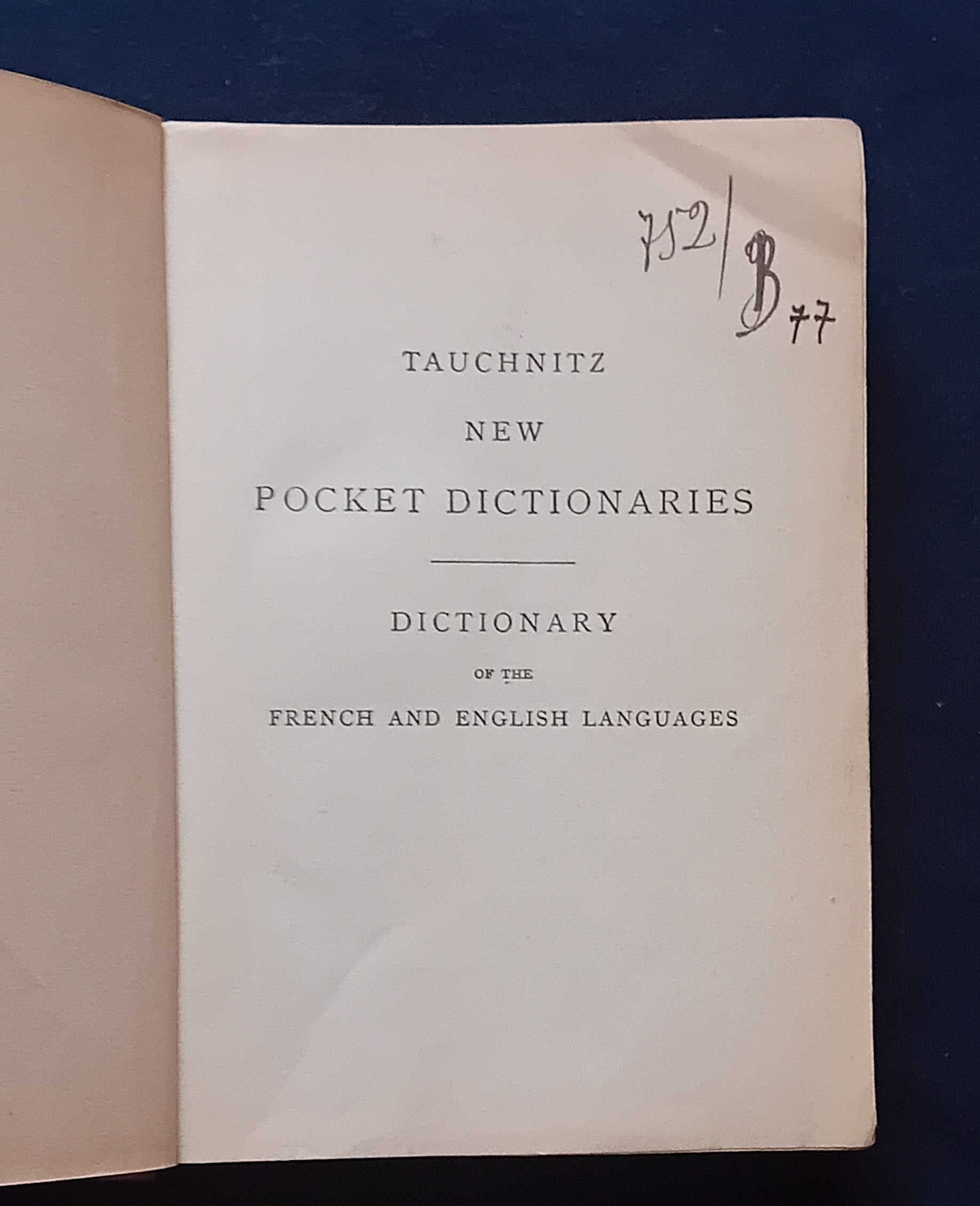 Dictionary of The French and English Languages. Tauchnitz, 1924 r.