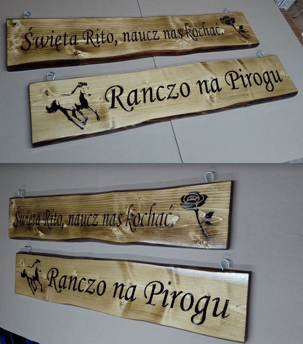 Tablica adresowa na drewnie grawer tabliczka z ulicą szyld baner logo