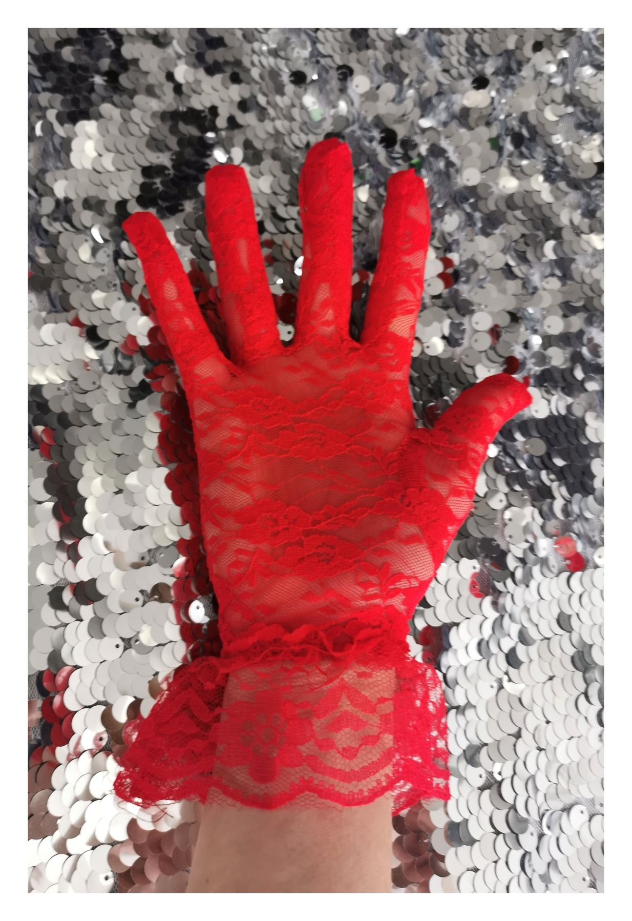 Koronkowe rękawiczki (S/36) #czerwone #kobiece #Christmas #mikolaj