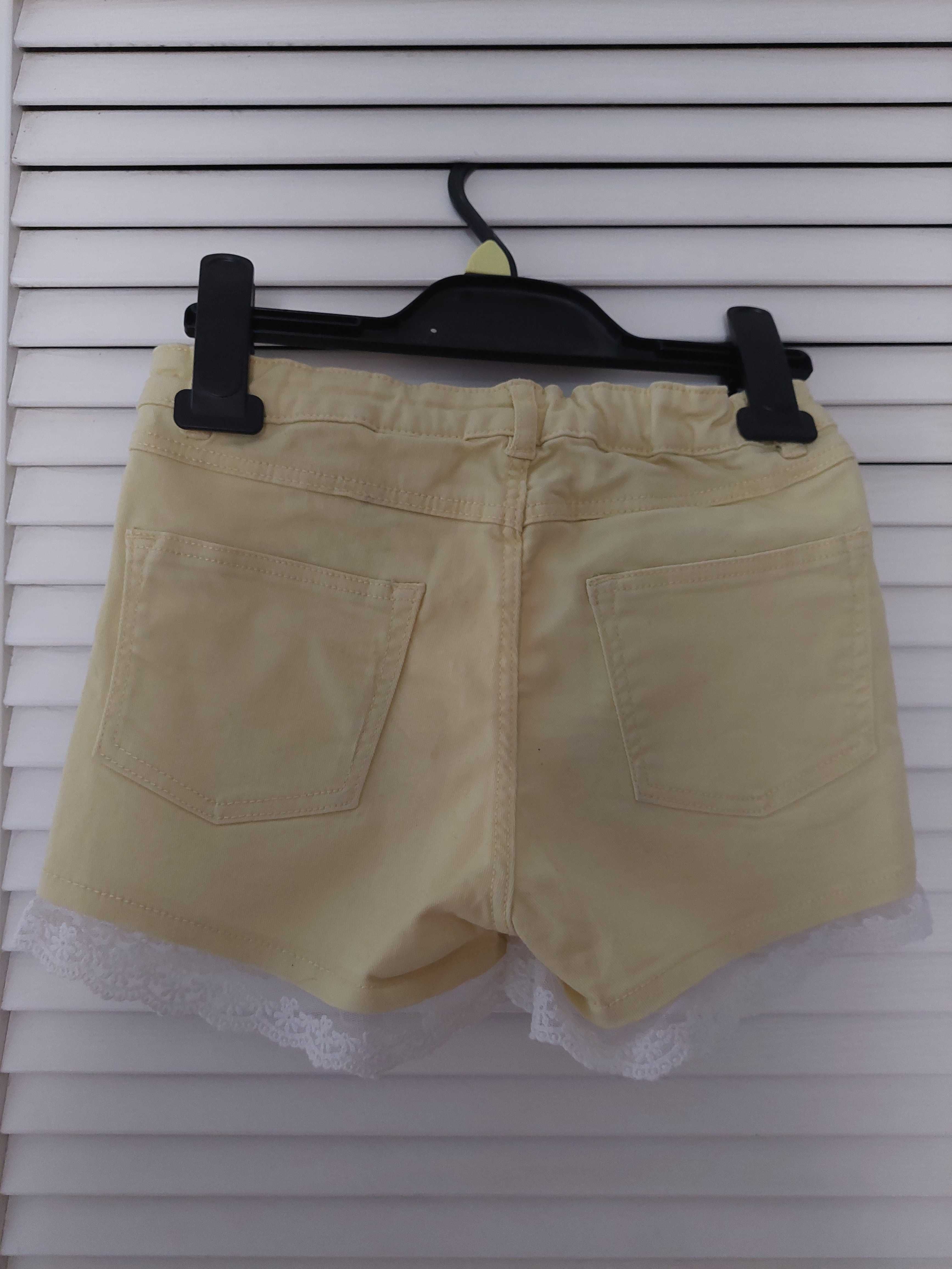 H&M spodenki bawełna żółte szorty r.134