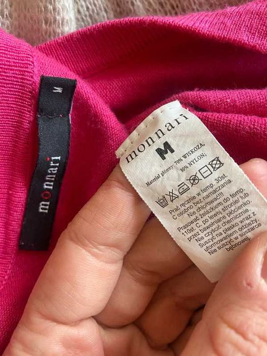 Krotki sweter neon pink roz monnari bolerko crop top m l 38 40