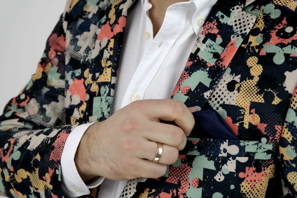 GIOVANNI PERA Marynarka męska D006 kolorowa puzzle 48 S