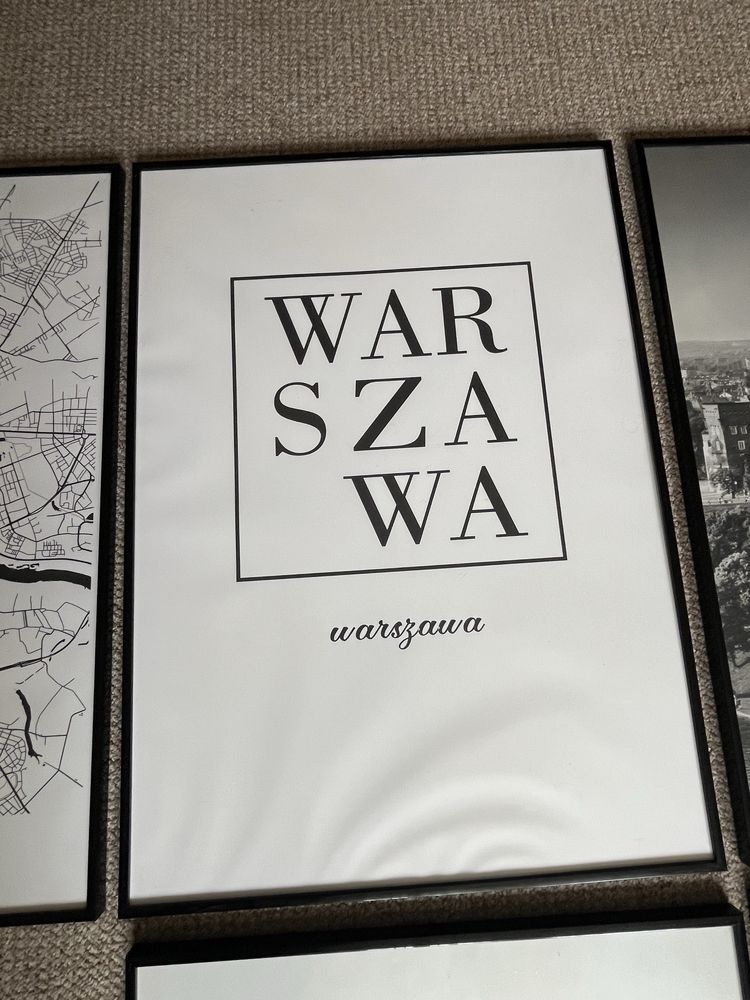 Nowe czarno białe obrazy drukowane w ramie miasta Polski