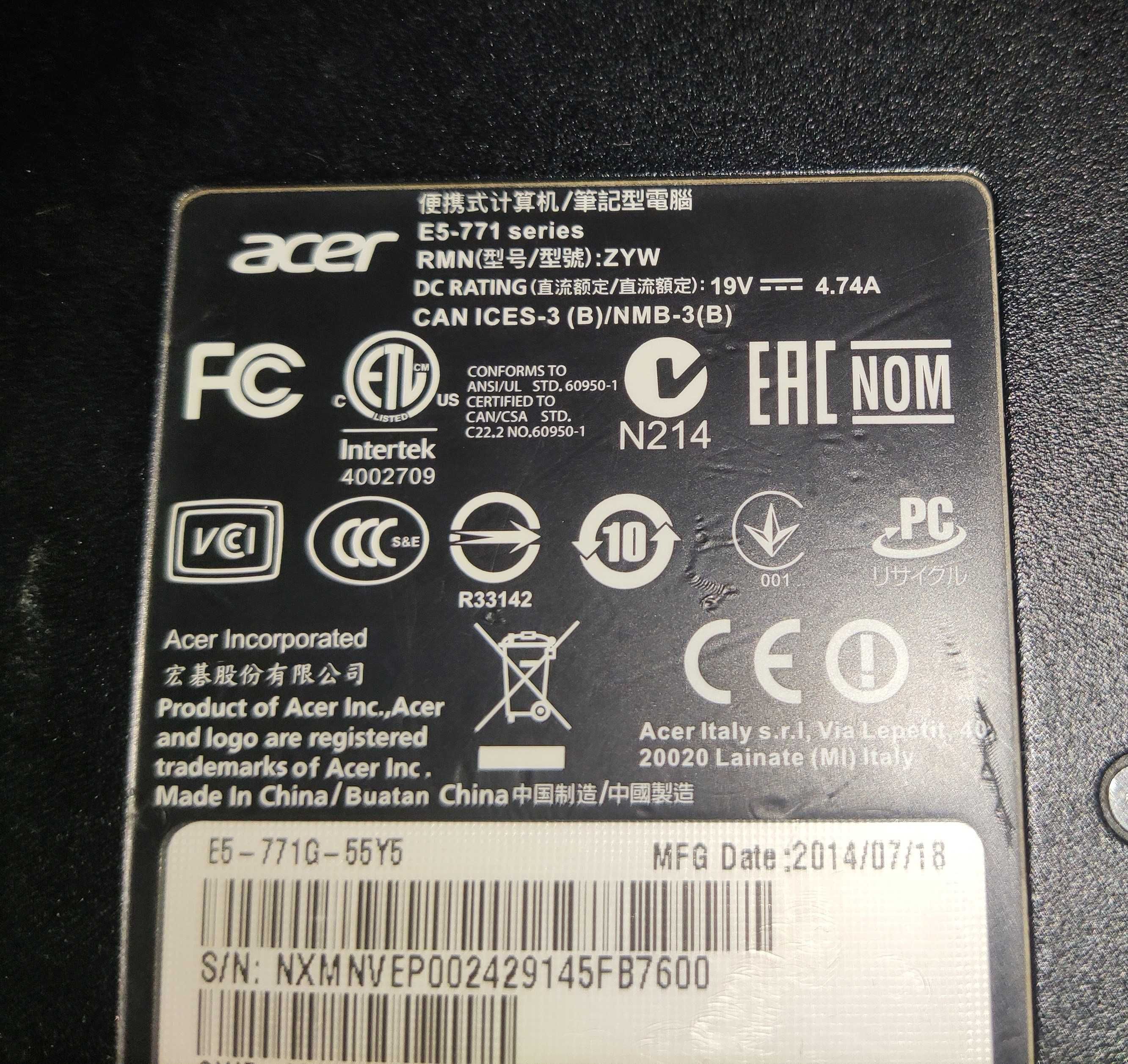 Laptop Acer i5-4210U e5-771