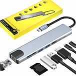 Adapter HUB 8W1 z Kablem USB C HDMI SD Micro SD USB 3.0 RJ-45 LAN