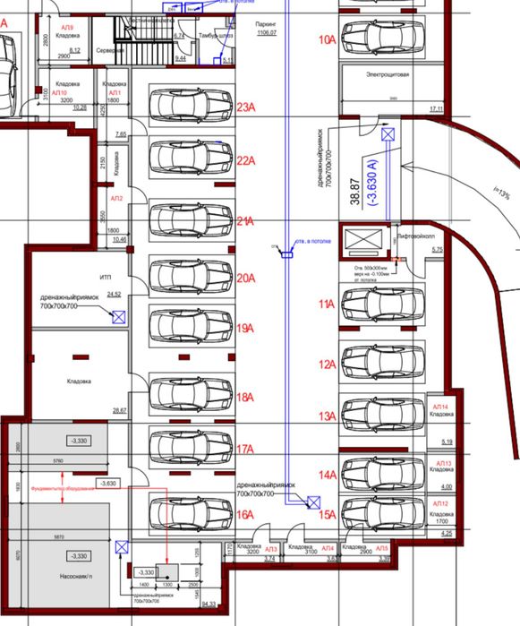 Подземный Паркинг - Пространство на Дачной. (Возле лифта)