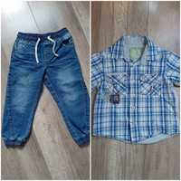 Spodnie jeansy CUBUS i koszula NEXT r.98