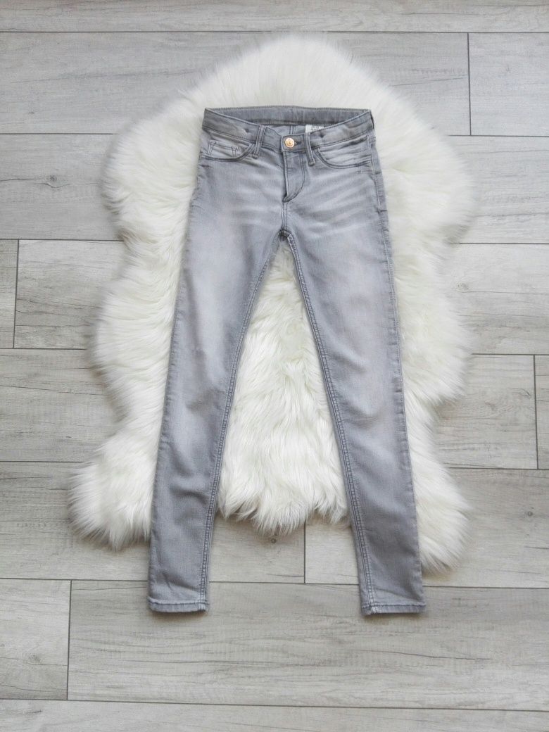 H&M super skinny fit szare spodnie rurki rozm 140