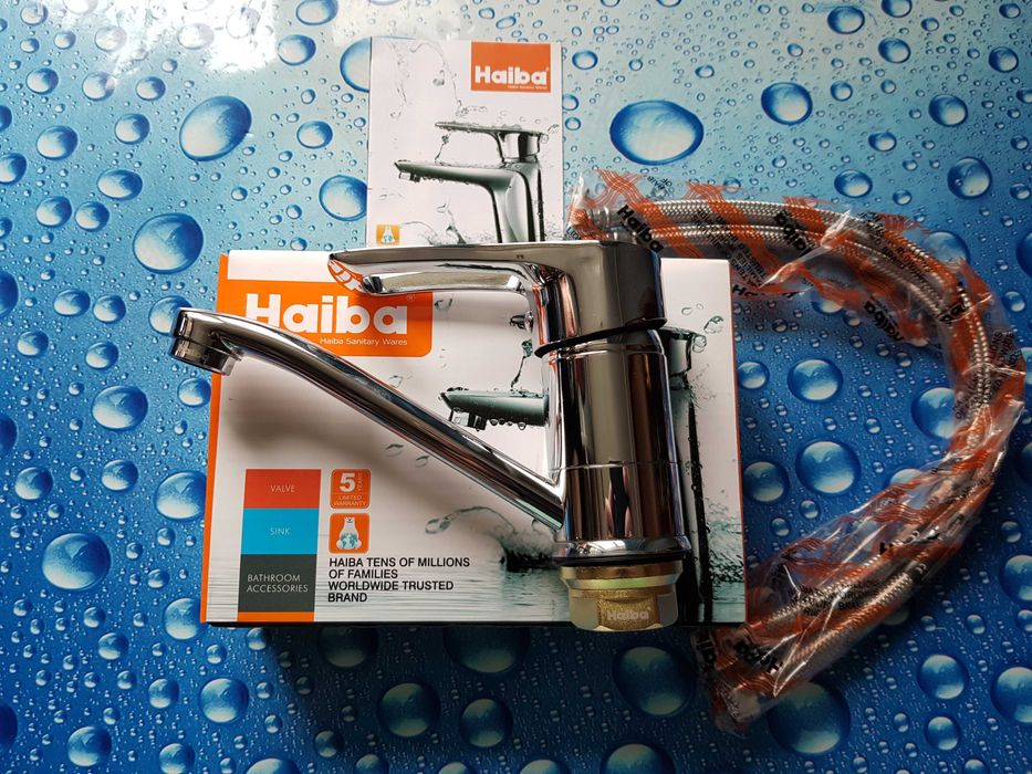 Смеситель змiшувач для умывальника Haiba HANSBERG 555-15 Латунь 100%