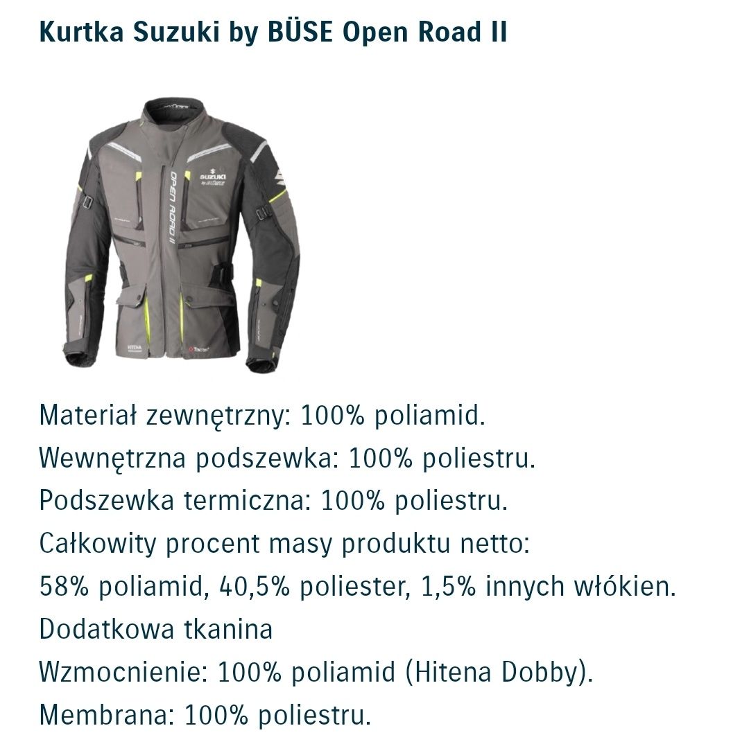 Kurtka motocyklowa Buse Open Road II by Suzuki roz. L-52 V strom Held