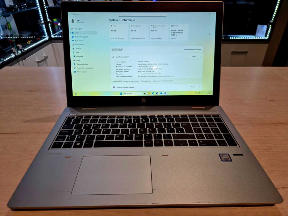 HP ProBook 650 G4, intel i5 8gen, 8gb ram, SSD, Full HD, Windows 11