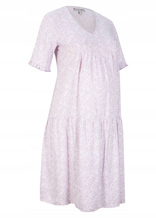 B.P.C sukienka ciążowa liliowa w biały wzorek 38.