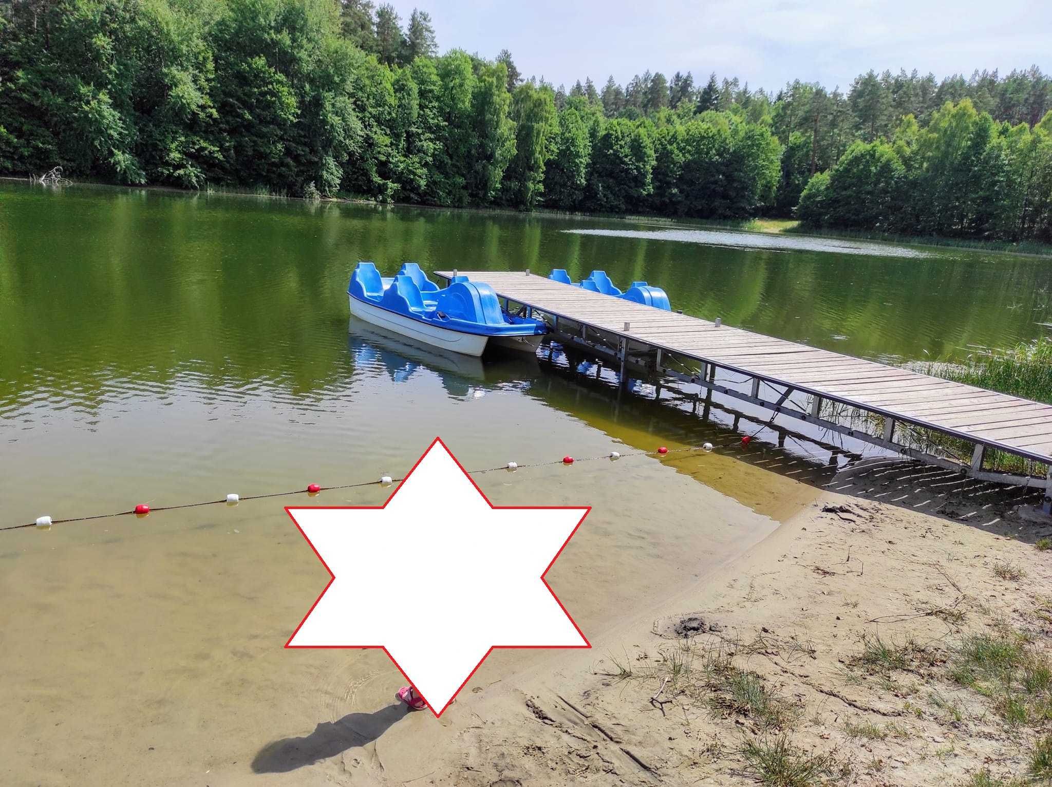domki letniskowe nad samym jeziorem, las, plaża-wszystko teren prywatn