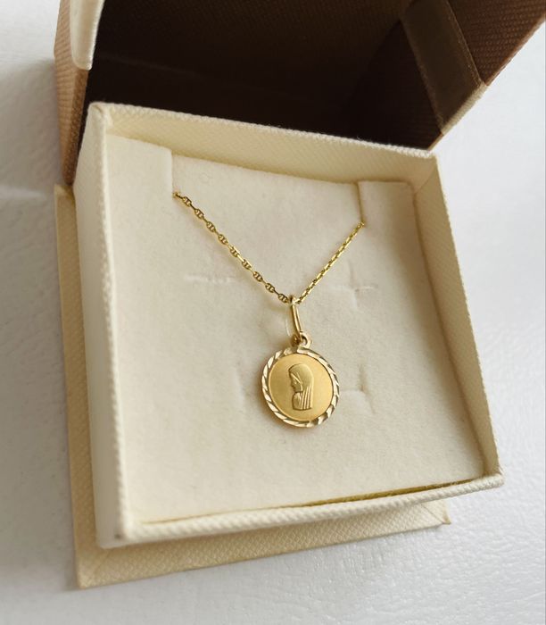 Apart medalik łańcuszek zestaw nowy złoto 585 komunia prezent