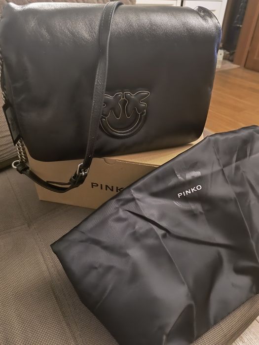 Pinko torebka damska  czarna skóra naturalna większy model nowa