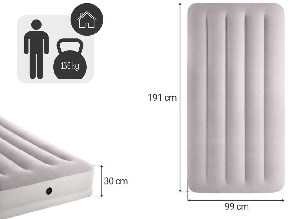 Łóżko nadmuchiwane 99x191x30 cm Intex 64177 Dura-Beam Standard