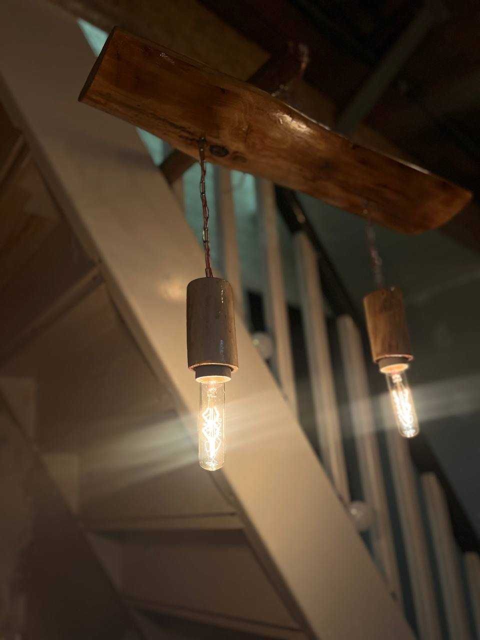 Люстра из дерева в стиле лофт, ручная работа, с лампами Edison