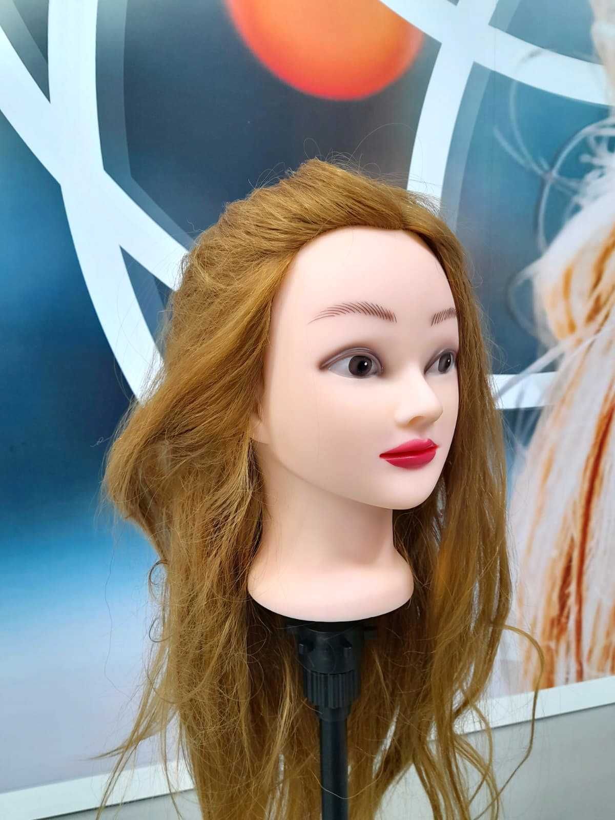 Cabeça de Manequim com 80% de Cabelo Natural e Suporte de Mesa