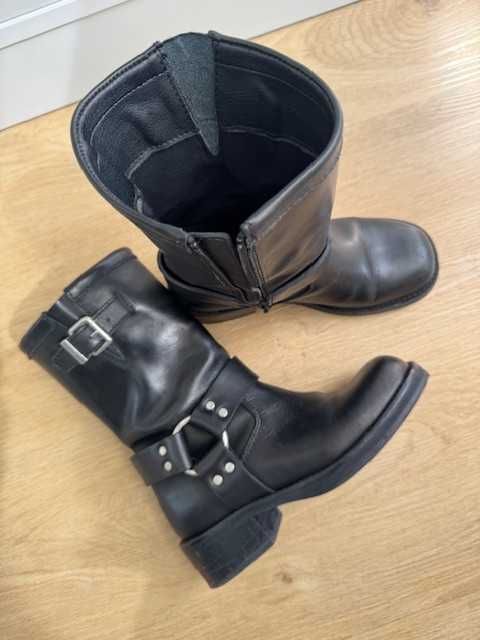 Botas estilo biker em pele preta - El corte ingles