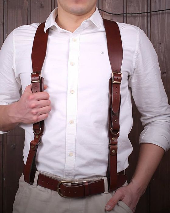Мужская портупея. Кожаные подтяжки ручной работы. Днепр