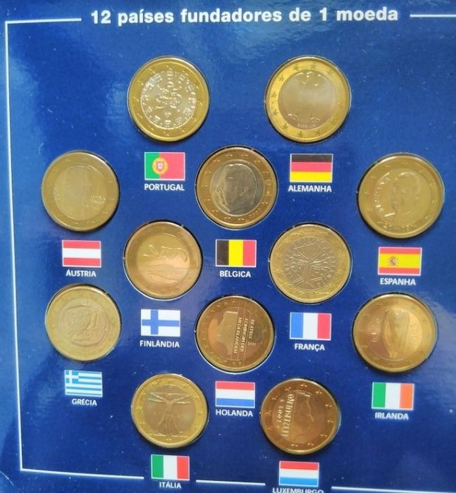 coleção moedas de 1€ dos 12 paizes fundadores
