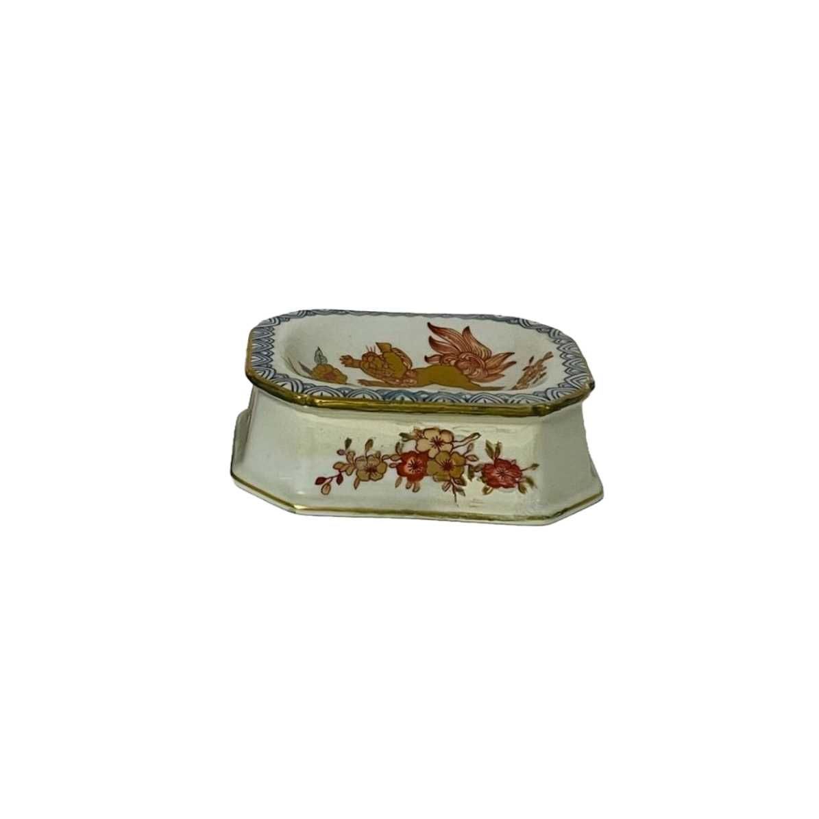Saleiro em porcelana  da Vista alegre, dragão, flores e dourados