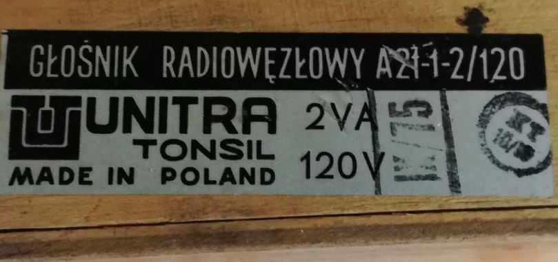Vintage głośnik Tonsil "kołchoźnik" A21-1-2/120 niezły stan