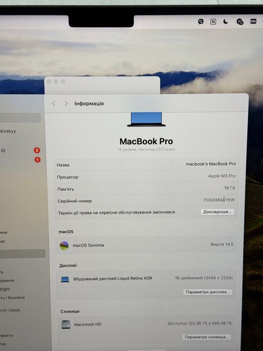 Оригінал  Macbook Pro 16 Apple M3 Pro 18 gb Ram 512 ssd Black MRW13