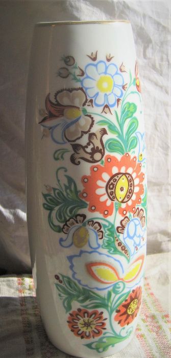 Porcelanowy wazon WALBRZYCH '60 sygnowany super stan Krzysztof kwiaty