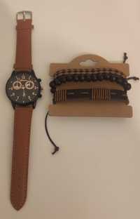 NOWY!!! Męski zegarek klasyczny Geneva + 3 bransoletki